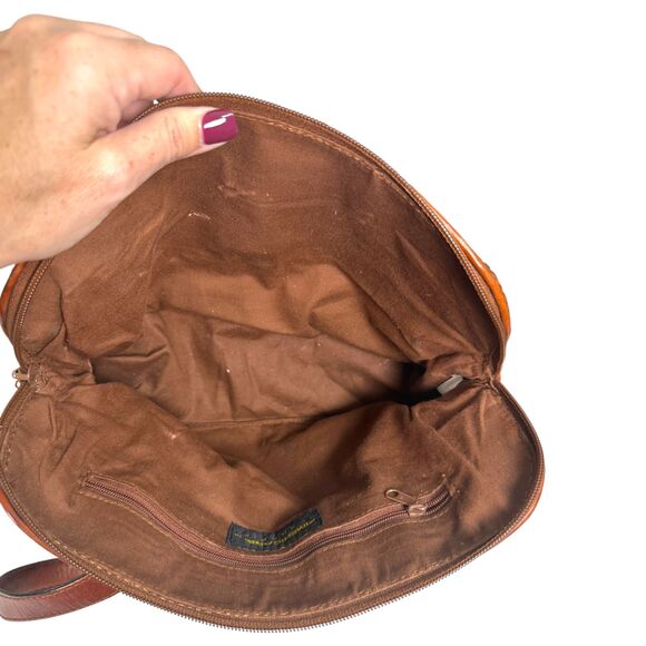 Americana by Sharif Vintage Brown Leather Woven Satchel Purse Handbag - Picture 7 of 7